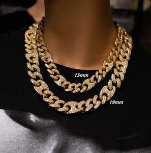 13MM Or Jaune BustDown Rappeur Miami Hip Hop Collier Pendentifs Charmes Avec Diamant Mariner Chaîne Cubaine Moissanite - Product Image 6