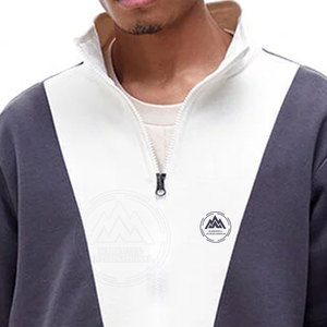 Sweatshirts personnalisés à demi-fermeture éclair pour hommes avec votre propre logo séchage rapide manches longues motif solide 100% coton pour l'hiver - Product Image 6
