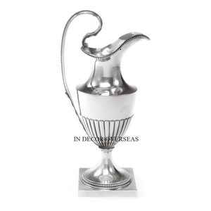 Pichet à eau et à café en verre transparent de haute qualité avec poignée en métal design unique poli brillant argenté - Product Image 3