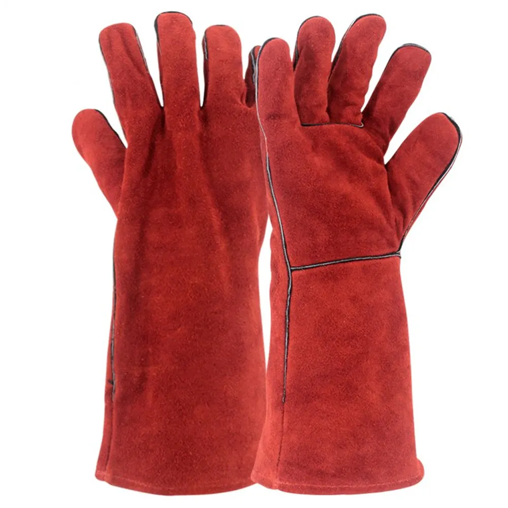 ถุงมือเชื่อมติดด้วยอลูมิเนียมฟอยล์ถุงมือทำงานหนังถุงมือเชื่อมถุงมือสำหรับงานหนักงานโลหะ
