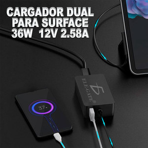 Caricabatterie per Laptop Compatibile con Microsoft Surface 36W con Porta USB Aggiuntiva, Adattatore Sottile 12V 2.58A PD SCP con Presa EU/US - Product Image 2