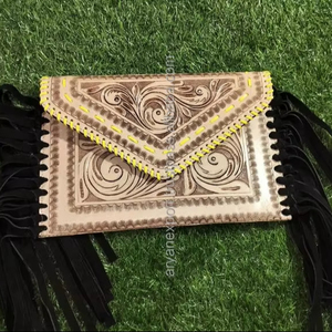 มาใหม่สไตล์มือเครื่องมือหนัง Fringe กระเป๋าสไตล์ตะวันตกหนังวัวจริงแกะสลักกระเป๋าCrossbodyผู้หญิงสลิงกระเป๋า - Product Image 2