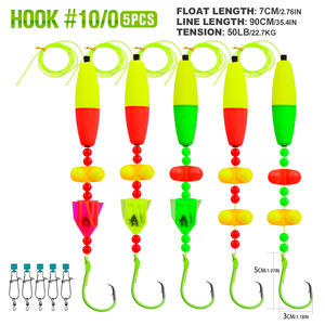 5 pièces/sac, montage de flotteur pour poisson-chat prêt à l'emploi, flotteur en <span class=keywords><strong>mousse</strong></span> EVA, flotteur coulissant, leader de pêche à la dérive avec perles, hameçon circulaire décalé, équipement de pêche au <span class=keywords><strong>surf</strong></span> et au fond - Product Image 4