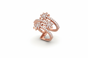 14K Gold & Natural Diamonds Round Brilliant Cut Women's Floral Cluster <b>Wrap</b> Ring | 0.77Ctw - Product Image 3