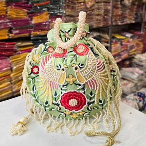 Handicraft Collection Bolso Potli bordado para mujer al mejor precio Bolsa Favor DE BODA Regalo de devolución para invitados - Product Image 1
