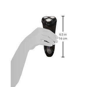 Rasoir électrique rotatif ergonomique noir rechargeable sur batterie pour le visage, étanche IPX7, idéal pour les voyages en camping-car - Product Image 1