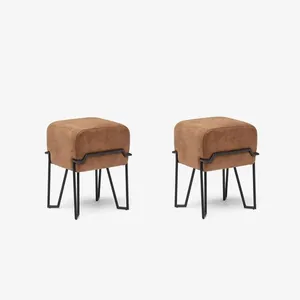 Hot Selling Mid Century Modern Genuine Leather Brown <b>Stool</b> Industrial <b>Stools</b> Home Outdoor Bedroom Furniture-Available Bulk - Product Image 4