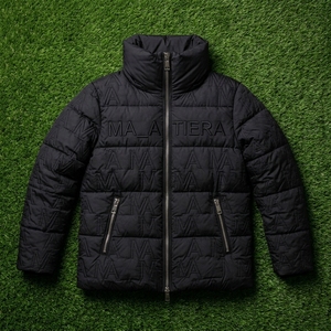Men Black <b>Quilted</b> Puffer <b>Jacket</b> High Collar Embossed <b>Pattern</b> Warm Zip Up Winter <b>Jacket</b> OEM ODM Wholesale - Product Image 6