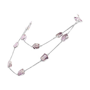 Elegante forma de pentágono preciosa amatista facetada piedra preciosa collar minimalista collar de doble capa para niñas - Product Image 5