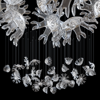Luxe flocon de neige fleur Art déco plafond suspendu lampe lustres en verre transparent pour la maison Villa hôtel hall