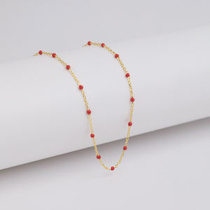 สร้อยคอแฟชั่นดีไซน์เคลือบสีแดง ชุบทอง ชุบโรเดียม ทำด้วยมือ ขายส่ง เครื่องประดับเงินแท้ 925 จากตุรกี - Product Image 6