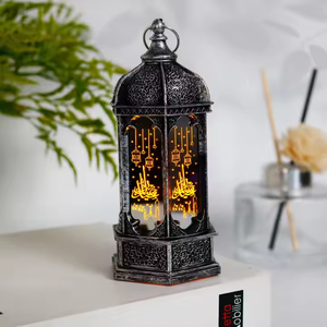 Linterna colgante de luz LED musulmana Eid Mubarak Ramadán adornos de mesa de fiesta nuevas decoraciones artesanales de hierro plateado - Product Image 1