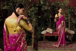 Nueva última seda de Dola de viscosa pura con Zari Weaving Designer Pallu Attached Heavy Tussles con blusa - Product Image 4