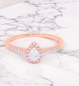 แหวนเพชรโมอิสสีทอง10K/14K/18K สำหรับผู้หญิง E-F เพชรเม็ดแพร์ตัดกลม0.39กะรัต/VVS-VS เพชรโมอิสซาไนต์ - Product Image 6