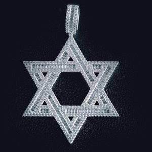 Pendentif de luxe en forme d'étoile religieuse avec diamants VVS, en argent sterling 925, pendentifs et breloques personnalisés pour hommes - Product Image 3