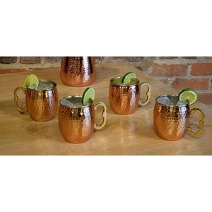 Indian Manufacturer's Set of Four Copper Mugs with Handle <b>Jug</b> for Direct Drinking Water - Product Image 4