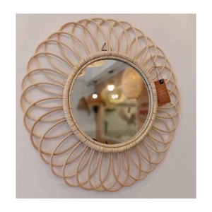 100% miroir suspendu en rotin naturel maison, miroir en verre de luxe écologique le plus vendu décor mural en rotin fabriqué à la main - Product Image 4