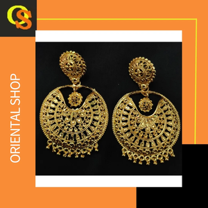 Boucles d'oreilles de vente chaude serties de boucles d'oreilles Jhumka plaquées or 22CT de conception traditionnelle bijoux pour les femmes portées par les exportateurs - Product Image 4