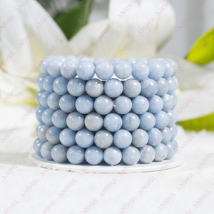 Hot Selling High Quality Angelite 8mm Round Beaded <b>Bracelet</b> Semi Precious Healing <b>Gemstone</b> <b>Bracelet</b> for Jewelry Meditation - Product Image 1