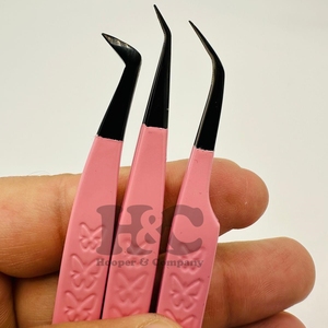 ใหม่แหนบสีชมพูสำหรับเด็กแหนบขนมิงค์โลโก้สแตนเลสสตีลสำหรับต่อขนตาที่ยั่งยืนทำจากสแตนเลส - Product Image 3