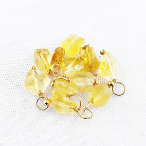 Handmade 18K Gold Vermeil 925 Sterling Silver Wire Wrapped Raw 8-10mm Natural Rough <b>Birthstone</b> Citrine Pendant Fine Charms - Product Image 1