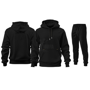 Men's Custom 100% Cotton Two-Piece Training <b>Tracksuit</b> Winter Jogging Sweatpants Set Polyester and Cotton - Product Image 2