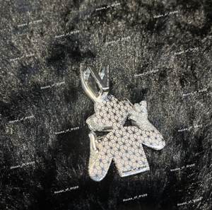 Pendentif Lapin de Dessin Animé Serti de Diamants Moissanite Micro-Pavés en Argent Sterling 925 Style Hip Hop - Product Image 2