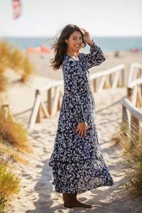 2023 personnalisation attrayante robe imprimée florale pour les femmes couleur noire manches longues robe Maxi pour les femmes - Product Image 2