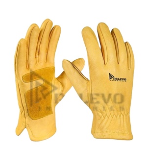 Gants de conduite en cuir jaune pour homme avec logo personnalisé, gants de moto en cuir pleine main - Product Image 1