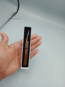 Pince à cils de haute qualité 90 degrés pointe de Fiber couleur marron chocolat boîtes de cartes en acier inoxydable durables pour pince à cils - Product Image 6