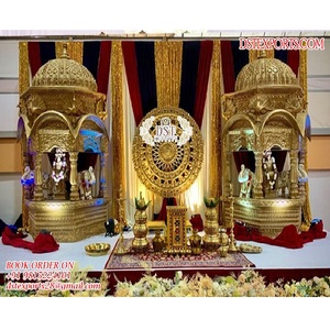 ศรีลังกาแต่งงานวัดทองเวทีสไตล์อินเดียใต้ตกแต่งเวทีงานแต่งงานสไตล์ดั้งเดิมเวที - Product Image 1