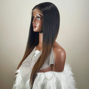 Perruques cheveux humains lisses couleur ombre brune vietnamienne naturelle 100% double longueur vendeur - Product Image 3