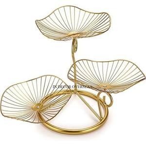 Most Fancy Unique Designer High Grade Gold Plated Superior Quality Metal Made Attractive Look 3 Tier Fruit And Bread <b>Basket</b> - Product Image 1