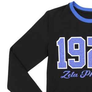 Zeta Phi Beta 1920 Camiseta Bordado de manga larga de algodón negro Ropa de vida griega Ropa casual Ropa de hermandad universitaria - Product Image 3