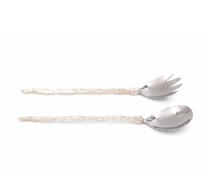 Cuillère et fourchette à salade de service en laiton fait à la main servant des nouilles de pâtes ustensile de taille standard conception personnalisée de luxe avec vente - Product Image 5