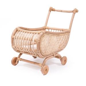 Fabriqué à la main léger bébé poupée poussette rotin naturel se promener landau enfants jouet landaus pour poupées - Product Image 4
