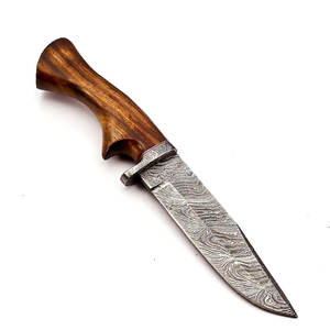 Cuchillo Bowie de Supervivencia con Hoja Fija de Acero y Mango de Madera de Palisandro, Cuchillo de Caza Táctico de Damasco para Exteriores, Envío Rápido - Product Image 2