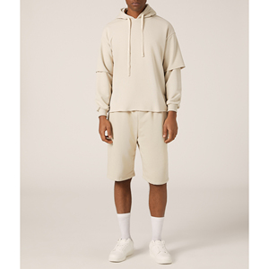 Conjunto de Sudadera con Capucha y Pantalones Cortos Casuales de Verano para Hombre, 100% Algodón Transpirable, Opciones OEM y ODM, Conjuntos Combinados a la Moda - Product Image 5