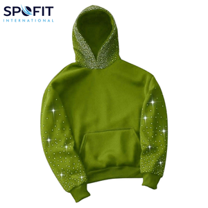 2026 High Quality 100% Cotton Winter Plain Dyed Custom Oversized Drop Shoulder Hoodies for Boys <b>Rhinestone</b> <b>Hoodie</b> for Men - Product Image 1