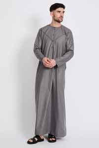 Túnica Thobe negra con capucha marroquí informal para hombre, bolsillos con cremallera, ropa islámica bordada, stock al por mayor, estilo musulmán modesto - Product Image 2