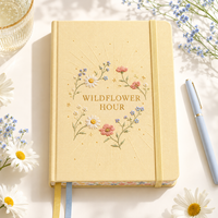 Carnet LABON personnalisé A5 à fleurs sauvages, couverture rigide en lin brodé, carnet à points, suivi d'habitudes, planificateur de gratitude, cadeau pour le bureau