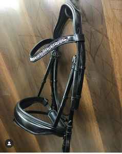 Brida de caballo de alta calidad a bajo precio, venta al por mayor, brida de caballo de cuero indio Real resistente negra a la venta, fabricante - Product Image 4