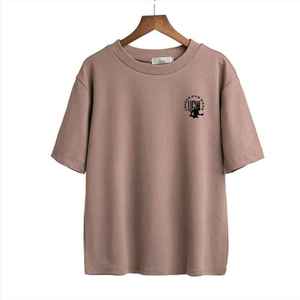 Camiseta de cuello redondo de algodón 100% de alta calidad para mujer, ropa informal personalizable, camiseta en blanco, blusas y camisas - Product Image 1