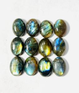 12pcs 12x16mm Ovale Coupe Labradorite Naturelle Lâche Multi Feu Cabochon Pierres Précieuses 12 Pièces Ensemble - Product Image 1