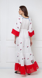 Robes coréennes brodées à fleurs pour femmes, robe bohème à manches trois-quarts - Product Image 6