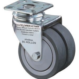 Ruedas Giratorias Dobles de 50 mm y 60 kg para Muebles, Sin Freno, de Goma Gris, 60x60 mm, BS ROLLEN - Product Image 3