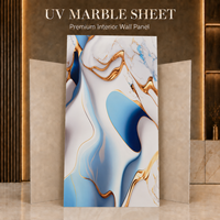 Panel Decorativo de Pared de PVC con Patrón Dorado, Lámina de Mármol UV Rosa Blanco MORLENX