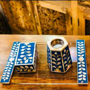 Incrustation d'os et incrustation de vadrouille à la main Brûleur de Bakhoor Prix de gros Porte-encens Brûleur de Bakhoor en nacre pour l'exportation - Product Image 4