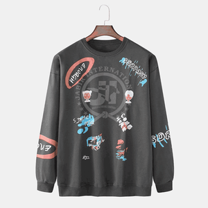 เสื้อฮู้ดสวมหัวคอลูกเรือผ้าฝ้าย100% ออกแบบได้ตามต้องการสำหรับผู้ชายเสื้อมีฮู้ดสำหรับฤดูหนาวโลโก้สีทึบ - Product Image 1