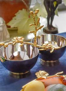 Plata decorativa bellamente martillado a mano con dos contenedores de almacenamiento para decoración de servicio de hogar y hotel a granel para exportación - Product Image 4